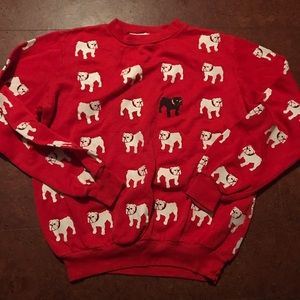 Vintage red, white and black bulldog sweater EUC